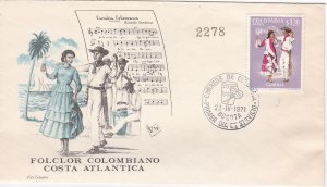 Colombia # C533-537, Dancers - Music, 5 First Day Covers