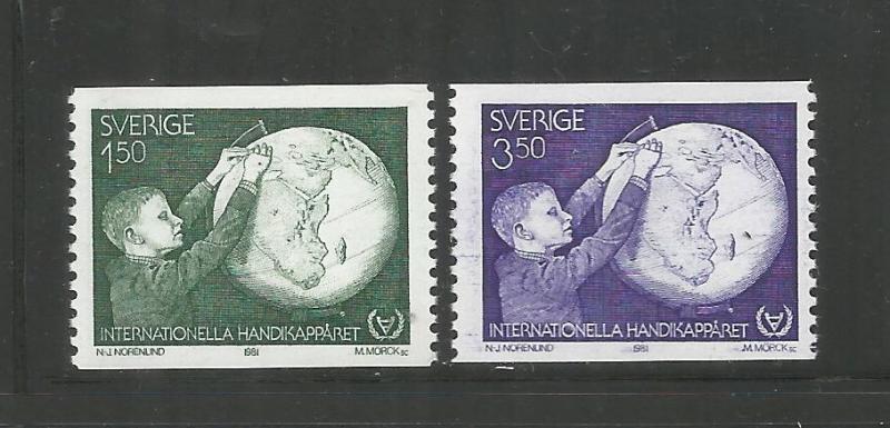 SWEDEN,  1354-1355, MNH, INTL. YEAR OF THE DISABLED