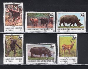 Congo, People's Republic 1978 Set of 6 Endangered Animals, Scott 453-458...