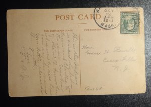 US #374 Postcard Sacajawea City Park Cancelled 1911 Walla Walla,Wa.Photo B & W.