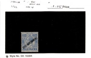 Malta, Postage Stamp, #90 Mint Hinged, 1922 King George