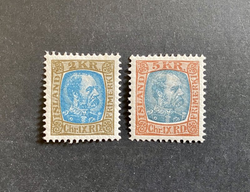 Scott 44a + 44b Iceland 1904 MHOG