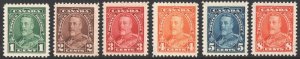 Canada SC#217-222 1¢-8¢ King George V Singles (1935) MNH