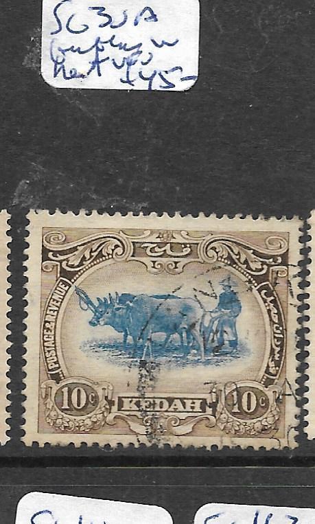 MALAYA KEDAH (P1401B) COW 10C  SG 30A FEATHER IN HAT   VFU