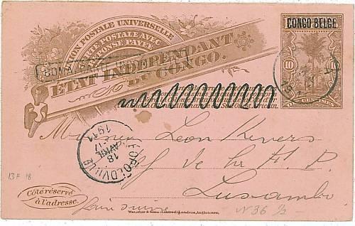 02431 - BELGIAN CONGO - BELGE BELGISCH - STATIONERY CARD  from BOMA - 1911