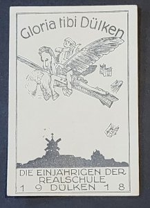 WW1 WWI Imperial German Reich postcard Gloria tibi Dulken realschule 1918