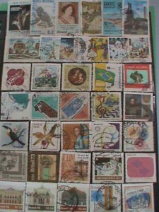 ​BRAZIL STAMPS:36 DIFFERENT JUMBO LARGE BRAZIL USED STAMPS #BR-Q HIGH VALUE