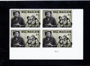 US  4445  Bill Mauldin 44c - Plate Block of 4 - MNH - 2010 - P1111  LR