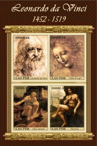 Stamps.Art. Painting. Leonardo Da Vinci 1+1 sheets perf 2021 year Laos