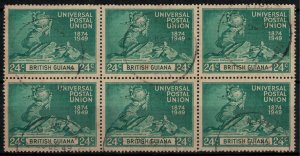 Br. Guiana #249  Block of 6  CV $5.40  UPU