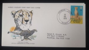 EL)1978 NIGER, WORLD WILDLIFE FUND, WWF, CHEETAH, CIRCULATED TO NEW YORK - USA,