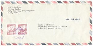 KOREA cover postmarked Seoul Central,  20 Aug. 1961 to USA