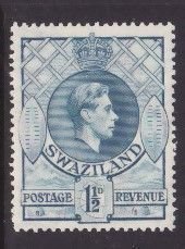 Swaziland-Sc#29- id9-unused og NH 1&1/2p KGVI-1938- rainbow effect caused by sca