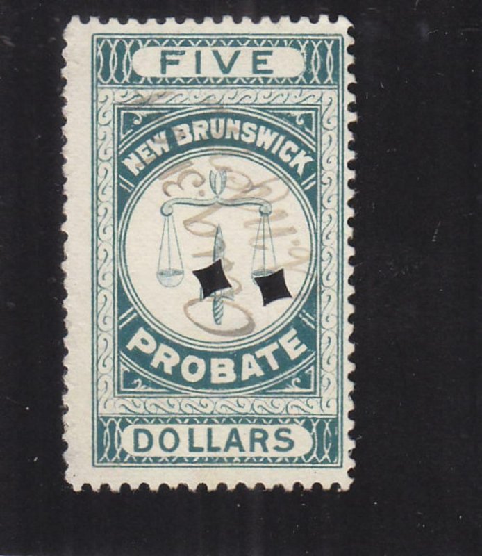 Canada: New Brunswick: Probate Tax Stamp, Van Damme #NBP5, Used (37028)