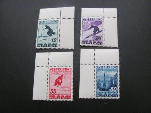 AUSTRIA 1936 MNH SC B138-141 WINTER SPORT CORNER MARGIN SET $130+ (100)