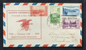 1935 USS Seattle Navy Yard Brooklyn New York Patriotic Airmail Cover