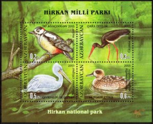 Azerbaijan 2013 Hirkan National Park Birds Ducks Pelican Stork S/S MNH**