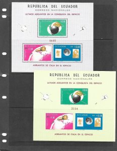 ECUADOR Sc 757-7B & 757Bc NH ISSUE of 1966 Space - SET + perf& imperf S/S 