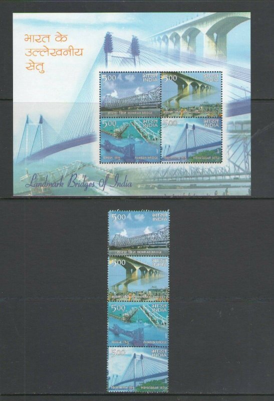 INDIA:Sc.2204,a  **LANDMARK BRIDGES OF INDIA**/ Set of 4 & SS  / MNH 