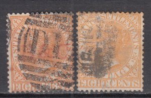 Straits Settlements - 1867 QV  8c Sc# 13,13a (9166) 