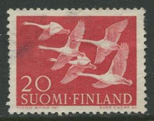 Finland - Scott 343 - Whooper Swans -1956- Used - Single 20m Stamp