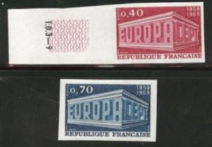 FRANCE Scott 1245-46 MNH** Europa 1969 Imperforate set CV...