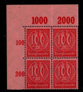 Germany Scott o21 MNH** Official block of 4. Upper Left corner block 