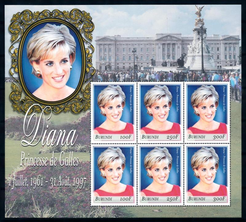 [91873] Burundi 1999 Royalty Princess Diana Sheet MNH