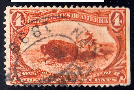 United States Scott 287 Used with straight edge and pulled perforation.