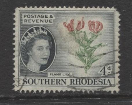 Southern Rhodesia- Scott 85 - QEII Definitives - 1953 - Used - Single 4d Stamp