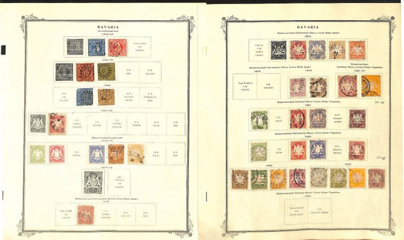 Bavaria - Germany Stamp Collection on 14 Scott Specialty Pages, 1849-1920 (BC)