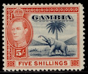 GAMBIA GVI SG160, 5s blue & vermilion, LH MINT. Cat £42.