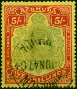 Bermuda 1943 5s Pale Bluish Green & Carmine-Red Pale Yellow SG118d Fine Used