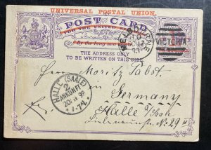 1898 Melbourne Australia Postal Stationery Postcard cover To Halle Germany