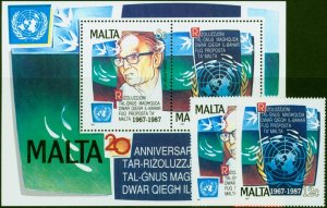 Malta 1987 U.N Set of 3 SG816-MS818 V.F MNH