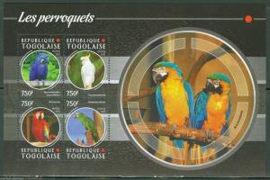 TOGO   2015  PARROTS  SHEET   MINT  NH