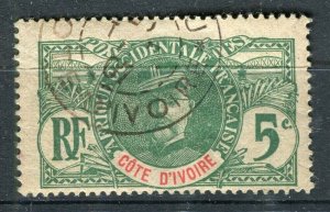 FRENCH COLONIES: COTE IVORY 1906 Faidherbe/Palms issue used 5c. fair Postmark