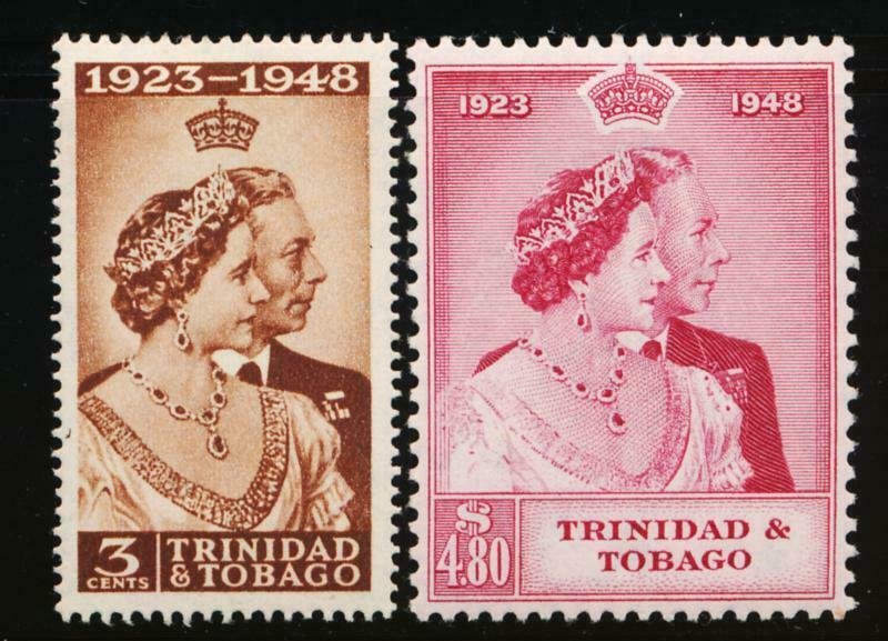 TRINIDAD & TOBAGO 64-65 MINT LH 1948 SILVER WEDDING KGVI