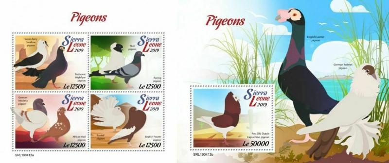 Z08 SRL190413ab SIERRA LEONE 2019 Pigeons MNH ** Postfrisch