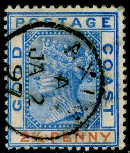 GOLD COAST SG14, 2½d ultramarine & orange, FINE USED, CDS.