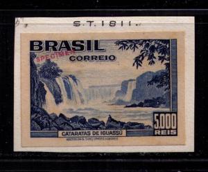 BRAZIL Sc#456 var MH FVF Specimen Imperf Color Proof on Card