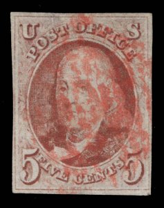 US STAMPS # 1 IMPERF USED CAT. $500 LOT #5842