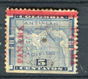 PANAMA; Early 1900s classic surcharged fine used 5c. value