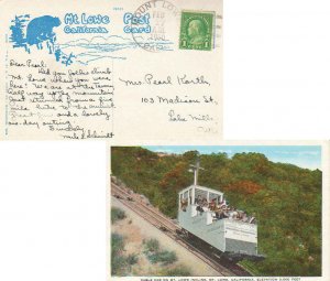 United States California Mount Lowe 1930 4c-bar  1910-1937  PPC (Cable Car on...