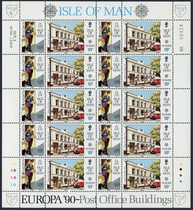 Isle of Man 418-421a sheets,MNH.Michel 427-430 klb.EUROPE CEPT-1990.Post Offices