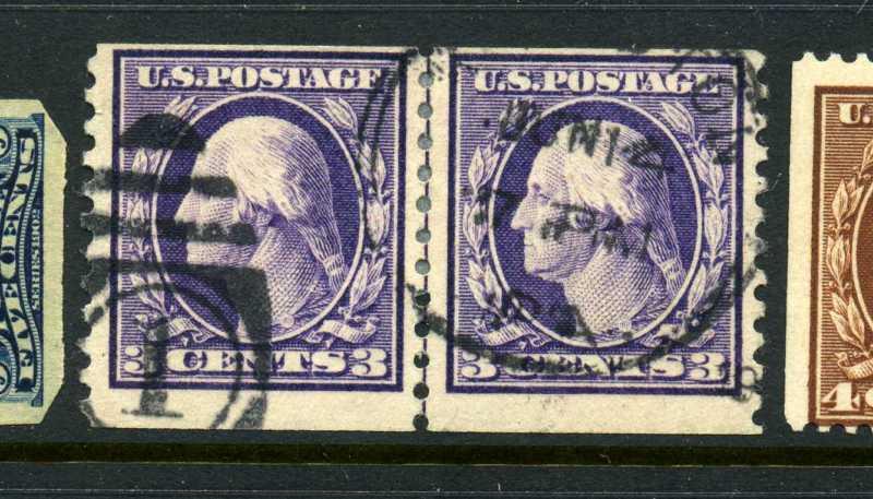 445 Washington Used Line Pair of 2 Stamps with PF Cert (Stock 445-lp1)