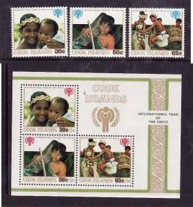 Cook Is.-Sc#529-31,B75-unused NH set & sheet-International Year of the Child-197