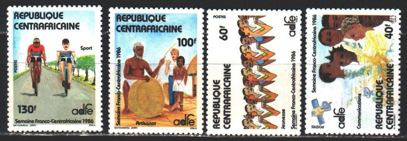 Central African Republic. 1986. 1212-15. Friendship with France, cycling. MNH.