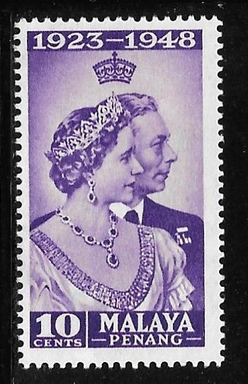 Malaya Penang 1: 10c King George VI and Queen Elizabeth, MH, F-VF