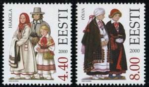 Estonia #400-401 Hargla Põlva Folk Costumes Postage Stamps 2000 Europe Eesti MLH